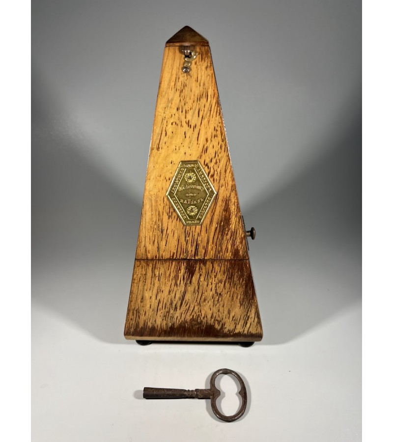 Metronomas mechaninis, antikvarinis, prancūziškas FABRIQUE DE METRONOMES. SYSTEME MALZEL & CIE. BREVETE. PARIS. Veikiantis. 1833 m. Kaina 168