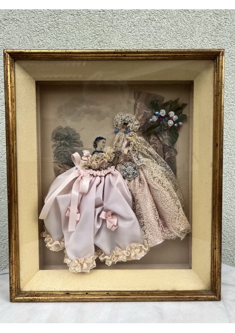 Diorama, Ephémères, XIX a. mados graviūra Prancūziška mada, rankų darbo, antikvarinė. Kaina 143