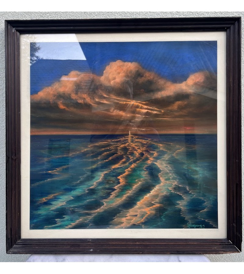 Paveikslas Baltijos spinduliai. Popierius, pastelė. Vytautas Krasauskas, 1982 m. Kaina 218