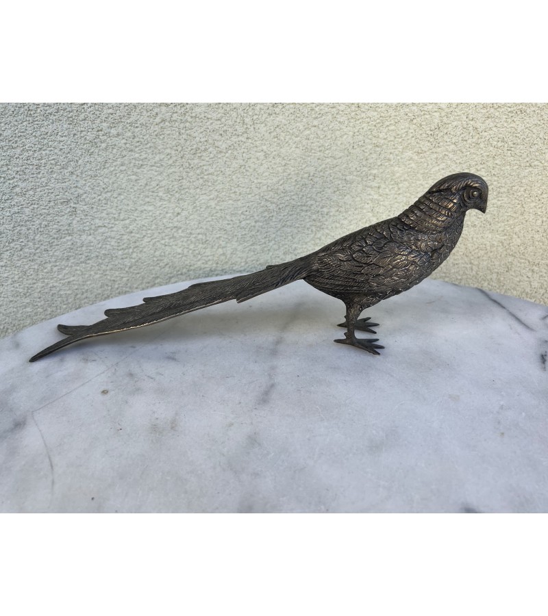 Statulėlė Fazanas, metalinė, sidabro spalvos, vintažinė. Kaina 63