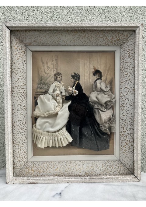 Diorama, Ephémères, XIX a. mados graviūra Prancūziška mada, rankų darbo, antikvarinė. Kaina 142