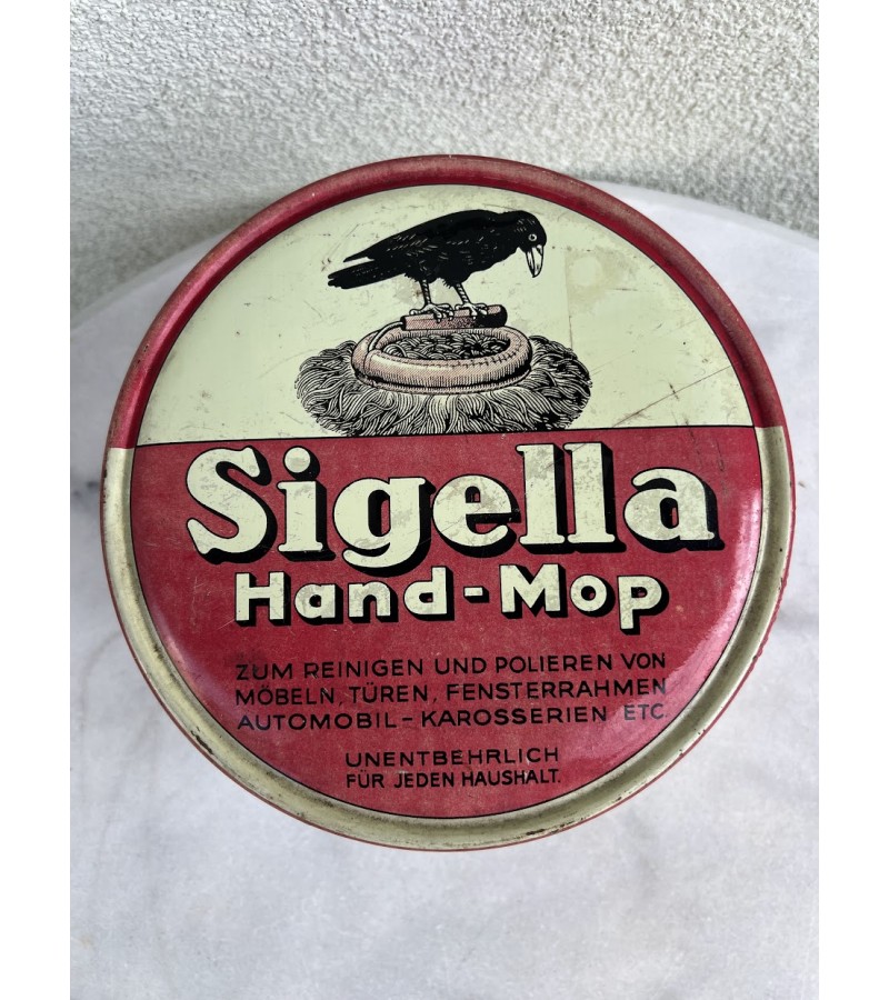 Grindų bei automobilių valymo ir poliravimo šepetys SIGELLA HAND-MOP, ZUM REINIGEN UND POLIEREN VON MÖBELN, TÜREN, FENSTERRAHMEN, AUTOMOBIL-KAROSSERIEN ETC, originalioje dėžutėje. Vokietija. 1920-1930 m. Kaina 67