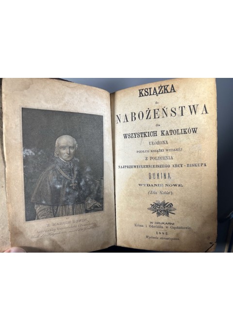Knyga, antikvarinė maldaknygė skirta moterims, KSIĄŻKA do NABOŻEŃSTWA dla WSZYSTKICH KATOLIKÓW, Maldų knyga visiems katalikams, 1882 m. Kaina 128
