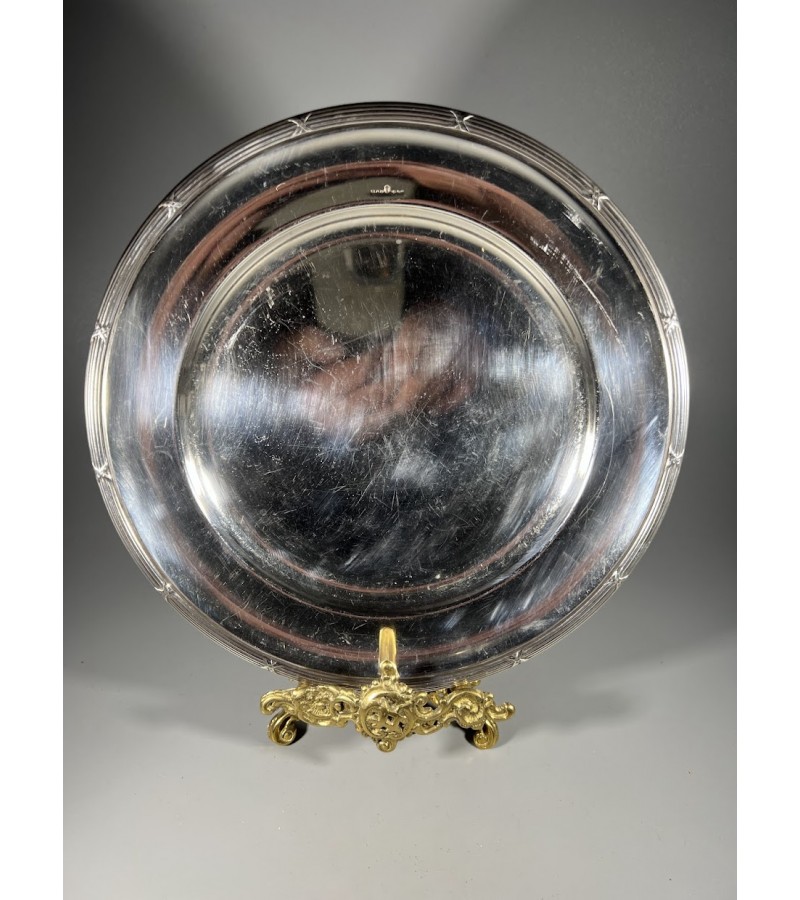 Lėkštė, lėkštutė sidabruota, antikvarinė, N.S. Alpacca. Skersmuo 20,5 cm.  2 vnt. Kaina po 18