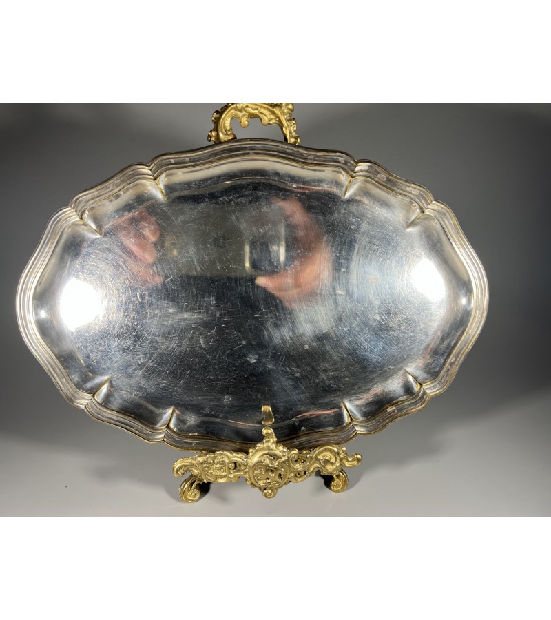 Padėklas nedidelis, padėkliukas sidabruotas, 18 x 26 cm. Kaina 13