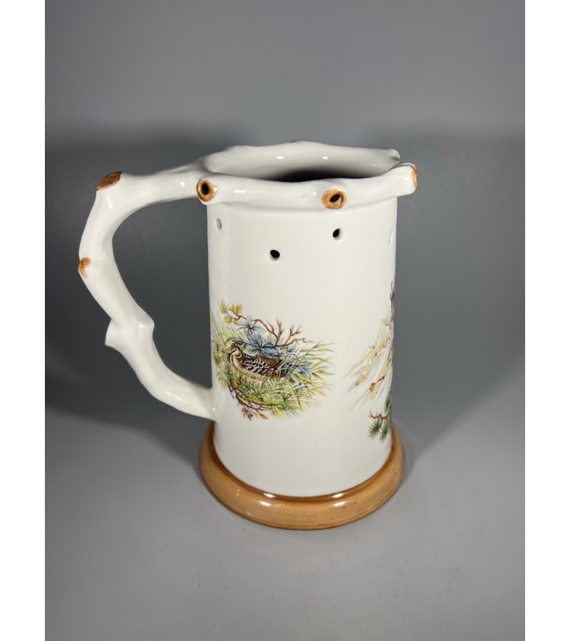 Bokalas galvosukių, apgavysčių, trick stein, puzzle mug, su nuogos moters litofanija, porcelianinis, vokiškas. Kaina 87