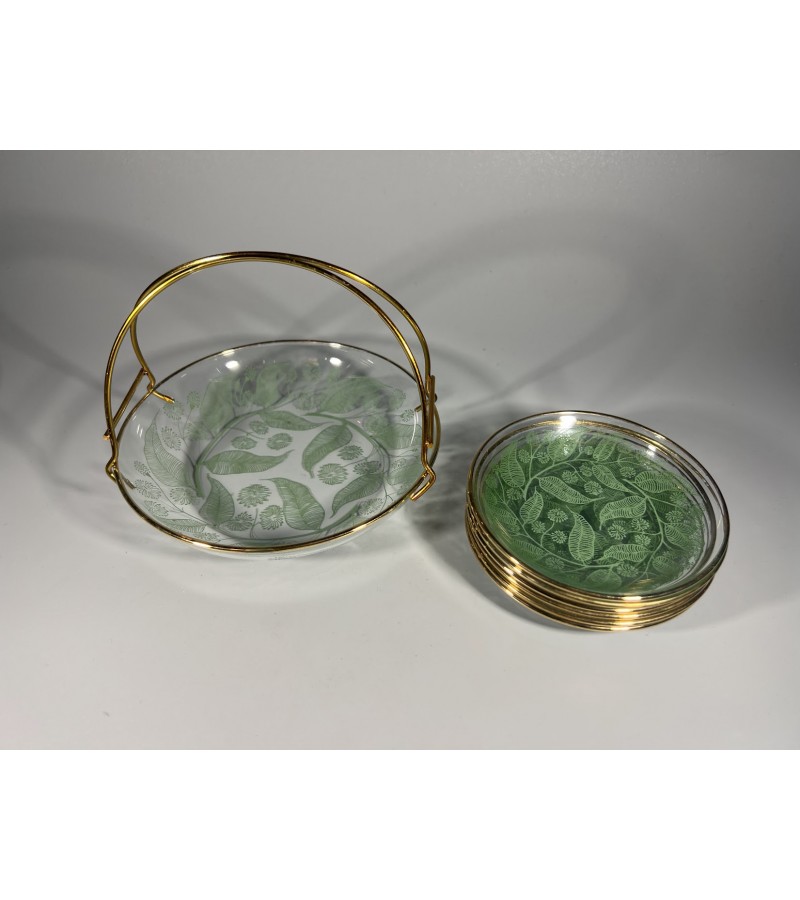 Serviravimo rinkinys plono stiklo vintažinis. Kaina 13 už viską.