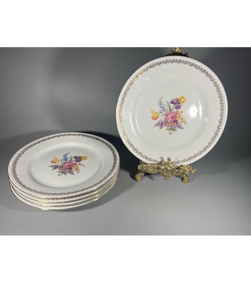  Lėkštė, lėkštės porcelianinė Moritzo Zdekauerio porceliano fabrikas. Čekoslovakija. 5 vnt. Kaina 12 už visas.