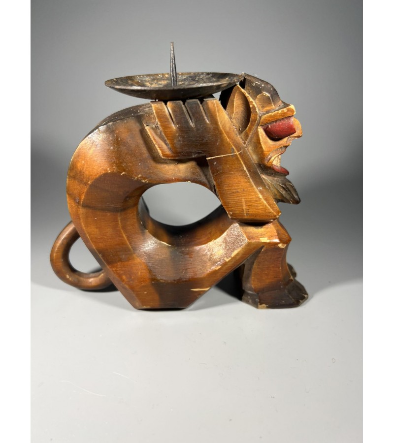 Žvakidė velnias, medinė, drožinėta, lietuviška. Kaina 38