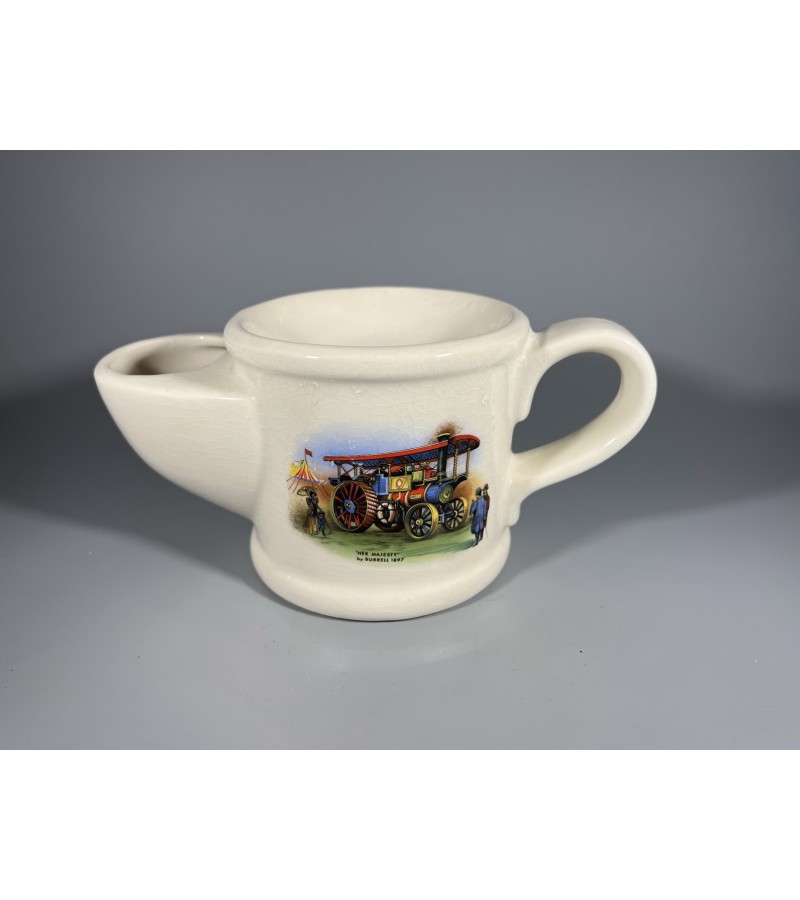 Skutimosi puodelis, skirtas šlapiam skutimuisi, glazūruotas, antikvarinis. Her Majesty by Burrell 1897. Wade. England. Kaina 28