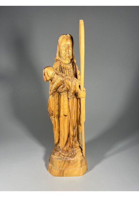 Statulėlė drožinėta alyvmedžio Jėzaus Gerojo Ganytojo figūrėlė. Kaina 23