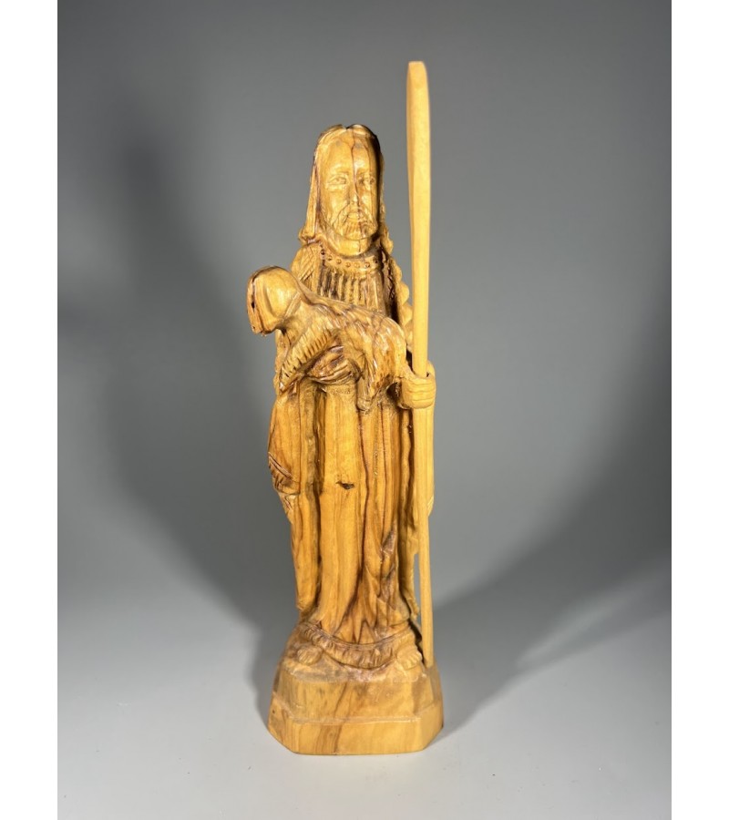 Statulėlė drožinėta alyvmedžio Jėzaus Gerojo Ganytojo figūrėlė. Kaina 23