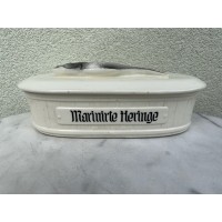 Indas silkių serviravimui, ovalus, su dangčiu antikvarinis, fajanso Marinierte Heringe, Marinuota silkė. Vokietija. Kaina 93