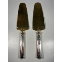 Mentelė, lopetėlė sidabruota tortui, pyragaičiams, antikvarinė, Art Deco stiliaus, prancūziška. 2 vnt. Kaina po 18