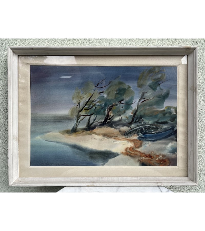 Paveikslas Pamarys prie Ventės rago. Akvarelė. Slavinskas, 61 x 85 cm. 1984 m. Kaina 158