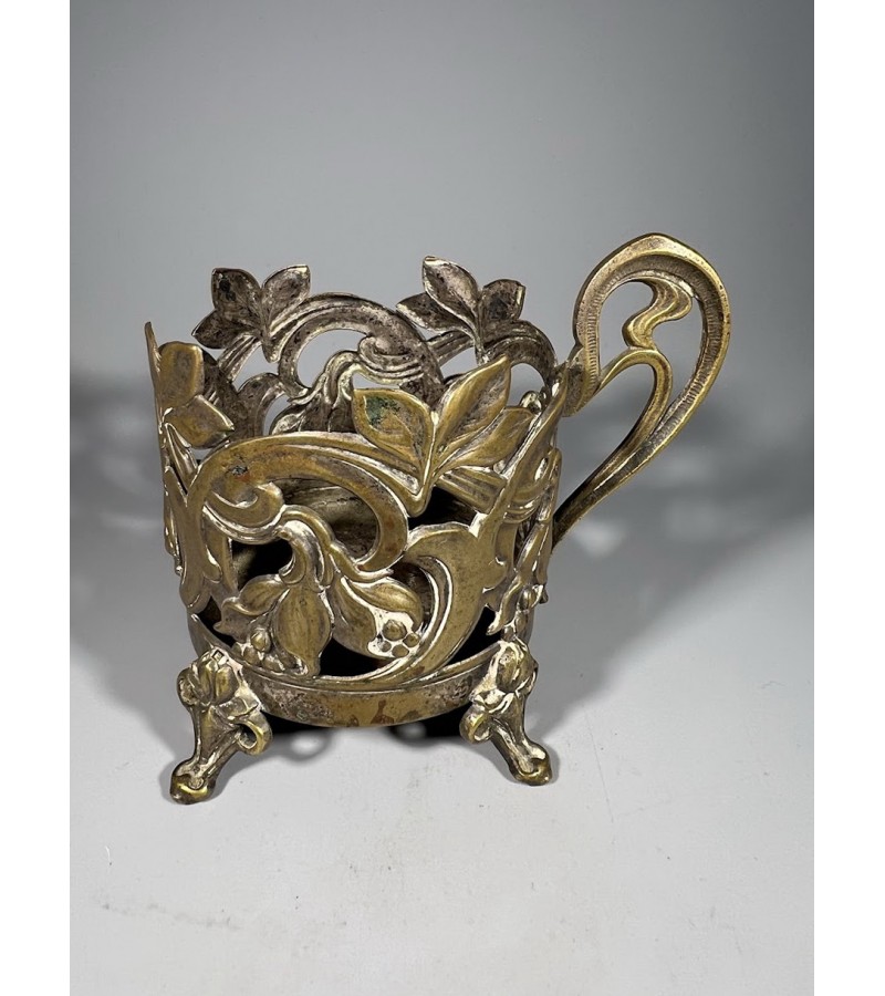 Podstakanikas, stiklinių laikiklis, Art Nouveau stiliaus, antikvarinis, prancūziškas. Kaina 43