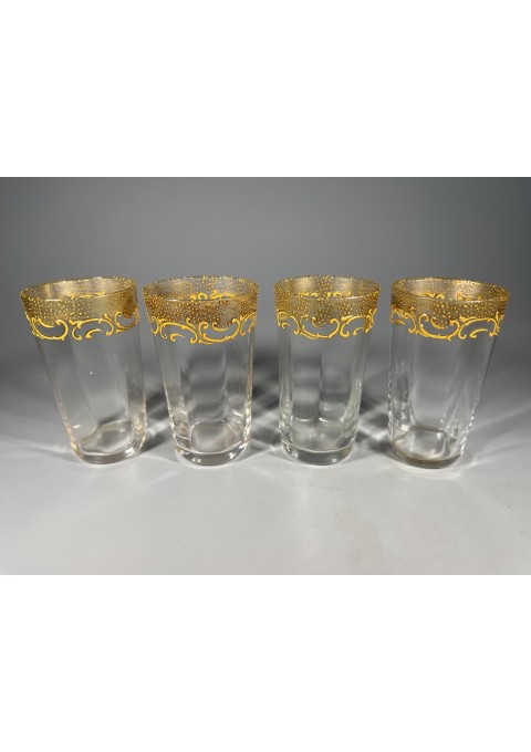Stiklinės, stiklinaitės puoštos auksuota ornamentika, vintažinės. Talpa 70 ml. 4 vnt. Kaina po 8