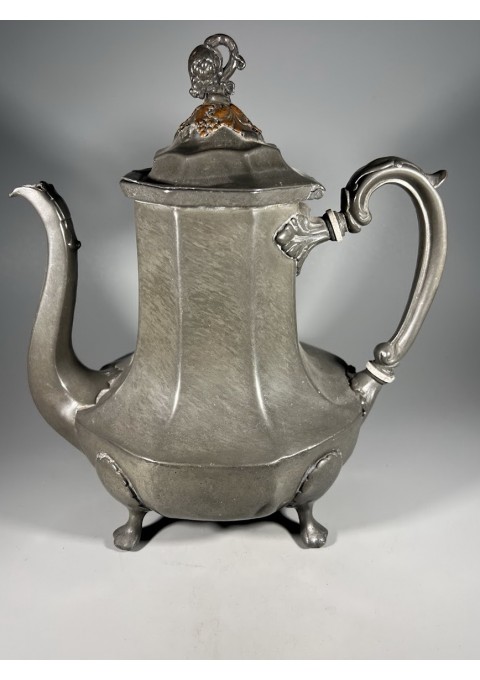 Arbatinukas antikvarinis, angliškas moliūgo formos, alavinis. Wolstenholme Sheffield. Joseph Wolstenholme Pewter, Sheffield, England, 1824-1857 m. Kaina 63