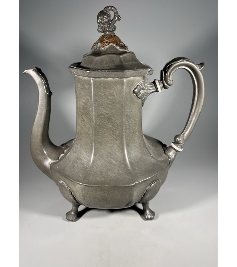 Arbatinukas antikvarinis, angliškas moliūgo formos, alavinis. Wolstenholme Sheffield. Joseph Wolstenholme Pewter, Sheffield, England, 1824-1857 m. Kaina 63