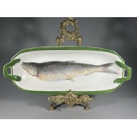 Lėkstė gili puošta žuvimi porcelianinė, antikvarinė. Rosenthal. 1891-1906 m. Kaina 36