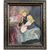 Paveikslas Motina maitina vaiką. Aliejinė tapyba. Kartonas, aliejus. Kaina 43