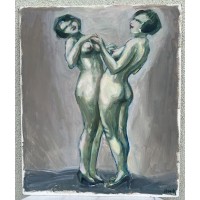 Paveikslas Nuogos moterys. Kartonas, akrilas, tempera. Åke Brovik (Sweden, 1911-1988). Kaina 78