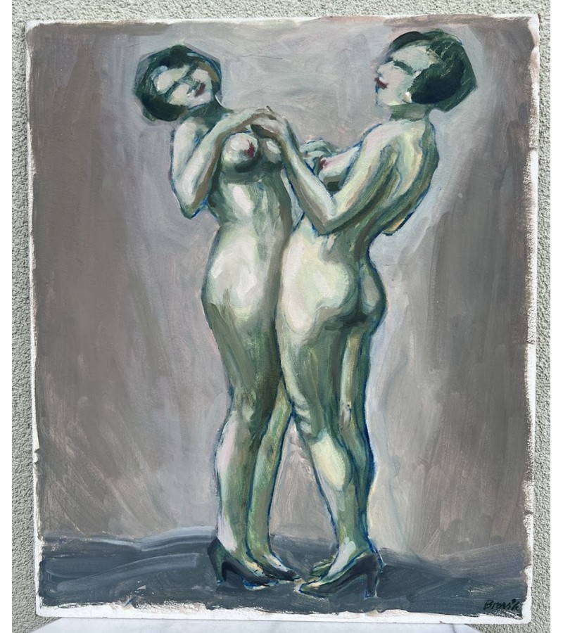 Paveikslas Nuogos moterys. Kartonas, akrilas, tempera. Åke Brovik (Sweden, 1911-1988). Kaina 78