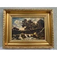 Paveikslas Peizažas su kriokliu, Landschaft mit Wasserfall,  Jacob van Ruysdael, 1668 m. paveikslo reprodukcija. Kaina 33