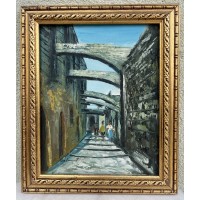Paveikslas Senamiestis. Aliejinė tapyba. Drobė, aliejus. Išorinis medinio rėmo dydis 27 x 33 cm. Kaina 33
