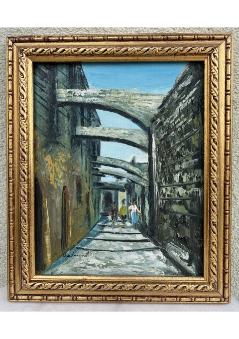 Paveikslas Senamiestis. Aliejinė tapyba. Drobė, aliejus. Išorinis medinio rėmo dydis 27 x 33 cm. Kaina 33
