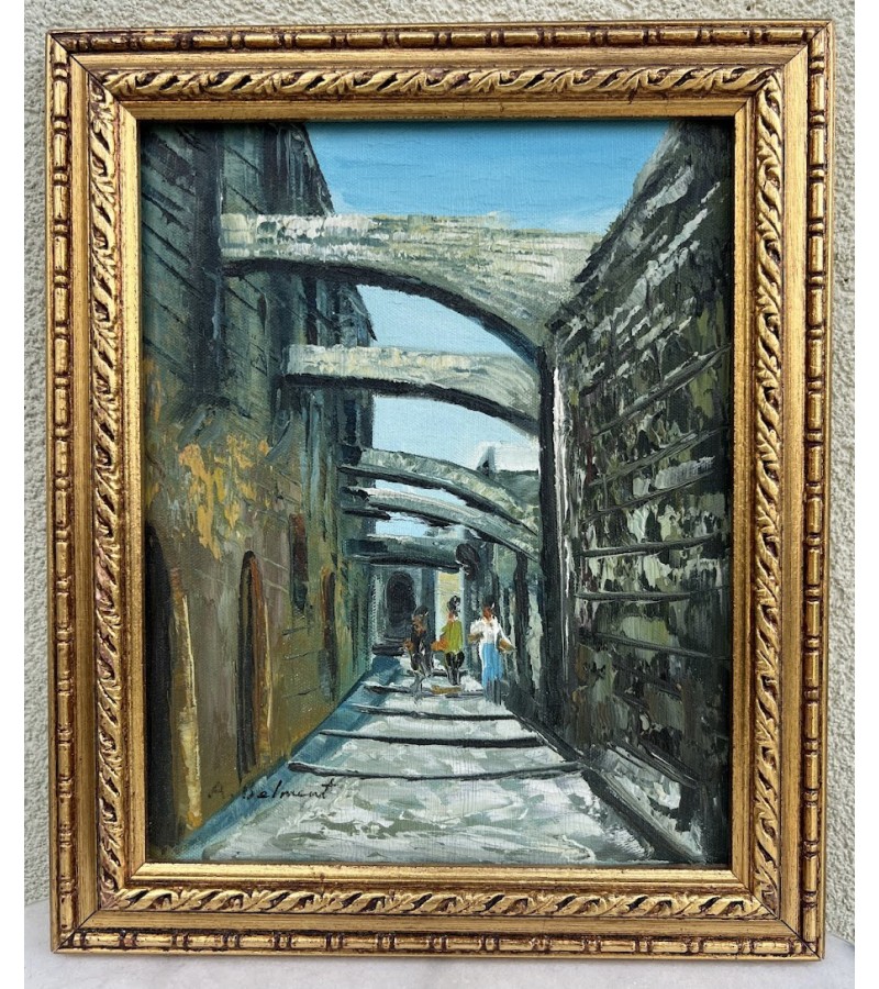 Paveikslas Senamiestis. Aliejinė tapyba. Drobė, aliejus. Išorinis medinio rėmo dydis 27 x 33 cm. Kaina 33