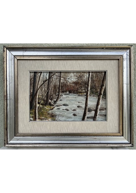 Paveikslas Upelis. Peizažas, aliejinė tapyba. Kartonas, aliejus. Kaina 43