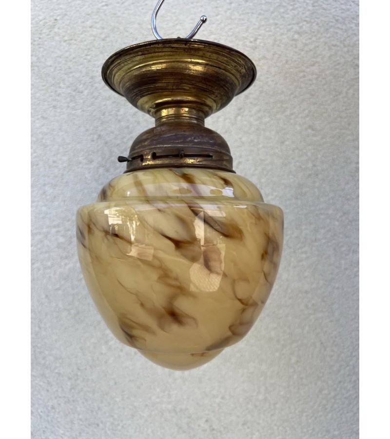 Šviestuvas, lempa antikvarinis, Art Deco stiliaus, urano stiklo gaubtu. Kaina 158