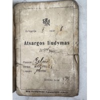 Dokumentas karinis Atsargos liudymas, liudijimas lietuviškas, 1928 m. Kaina 58