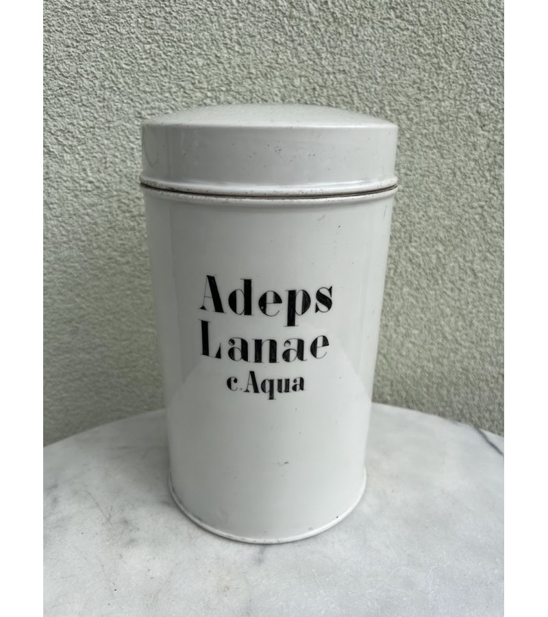Indas vaistinės, vaistų, medicininis, porcelianinis, antikvarinis, tarpukario laikų. Vokietija. Adeps Lanae c. Aqua. Kaina 88