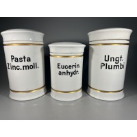Indas vaistinės, vaistų, medicininis, porcelianinis, antikvarinis, tarpukario laikų. Vokietija. 3 vnt. Kaina po 63