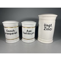 Indas vaistinės, vaistų, medicininis, porcelianinis, antikvarinis, tarpukario laikų. Vokietija. 3 vnt. Kaina po 53