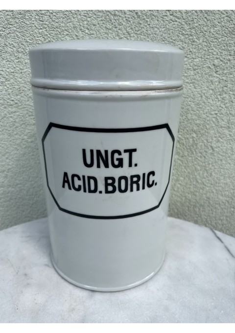 Indas vaistinės, vaistų, medicininis, porcelianinis, antikvarinis, tarpukario laikų. Vokietija. Ungt. Acid. Boric. Kaina 108