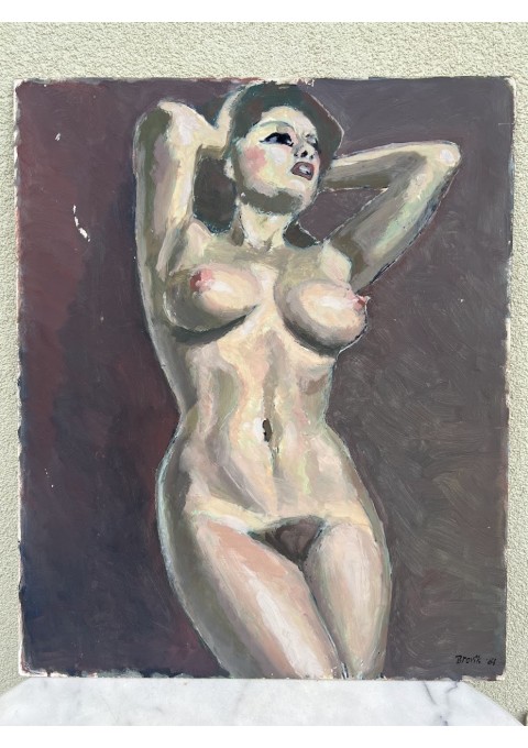Paveikslas Nuoga moteris. Kartonas, akrilas, tempera. Åke Brovik (Sweden, 1911-1988). Kaina 87