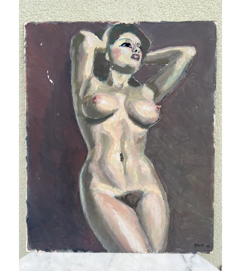 Paveikslas Nuoga moteris. Kartonas, akrilas, tempera. Åke Brovik (Sweden, 1911-1988). Kaina 87
