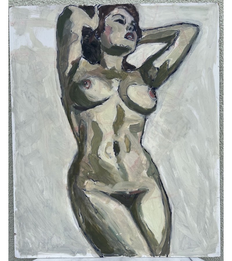 Paveikslas Nuoga moteris. Kartonas, akrilas, tempera. Åke Brovik (Sweden, 1911-1988). Kaina 88