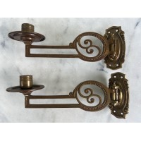 Žvakidės sieninės, pianino bronzinės antikvarinės, vokiškos, Jugend stiliaus. 2 vnt. Kaina 93 už abi.