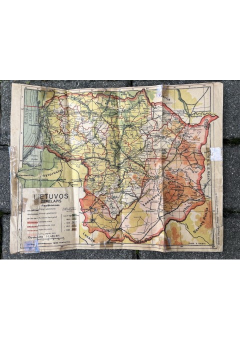 Žemėlapis Lietuva, Lietuvos žemėlapis, antikvarinis, tarpukario laikų. 1930 m. Kaina 26
