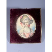 Portretinė miniatiūra tapyta, įrėminta ir patalpinta aksominiame dėkle, antikvarinė, Madame Lamballe by Nattier, pastatoma, pakabinama. Kaina 38