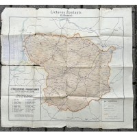 Žemėlapis Lietuva (Lithuania) su pažymėtais miestais, kuriuose įsikūrę Prekybos ir pramonės banko skyriai. Kaunas, 1922 m. Originalas. Kaina 168