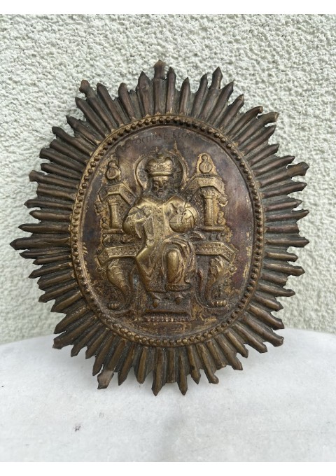 Stačiatikių religinė ikona, plaketė „Viešpats Visagalis“ (Pantokratorius), Rusijos imperija, 1840–1880 m. Kaina 178