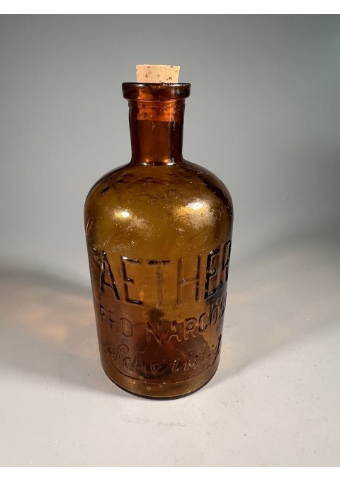 Buteliukas vaistų, vaistinės AETHER PRO NARCOSI Schering, Vokietija. XX a. pr. Kaina 26