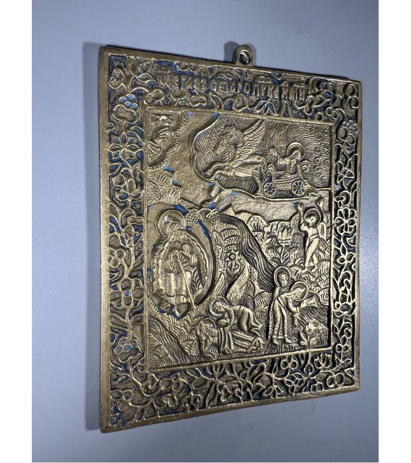 Ikona, plaketė Šventasis pranašas Elijas vežime, antikvarinė, stačiatikių, krikščionių ortodoksų, pravoslavų, puošta mėlyna emale. Kaina 211 Ikona, plaketė Šventasis pranašas Elijas vežime, antikvarinė, stačiatikių, krikščionių ortodoksų, pravoslavų, puošta mėlyna emale. Kaina 211