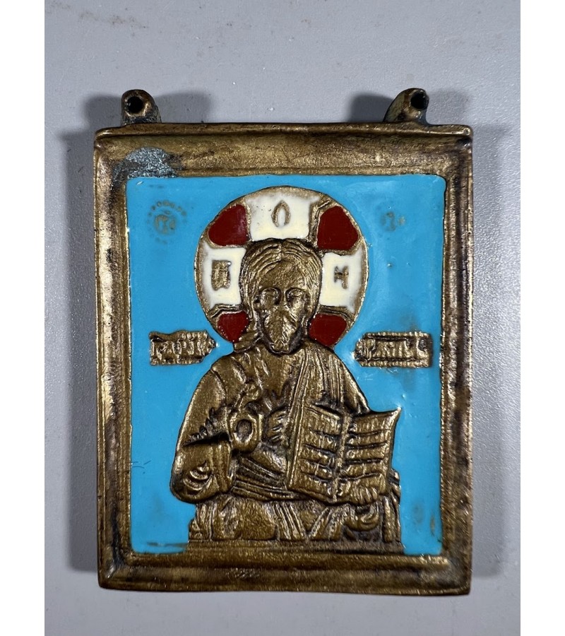 Ikona, plaketė Kristus Pantokratas, antikvarinė, stačiatikių, krikščionių ortodoksų, pravoslavų puošta 3 spalvų emale, nedidelė. Kaina 108 Ikona, plaketė Kristus Pantokratas, antikvarinė, stačiatikių, krikščionių ortodoksų, pravoslavų puošta 3 spalvų emale, nedidelė. Kaina 108