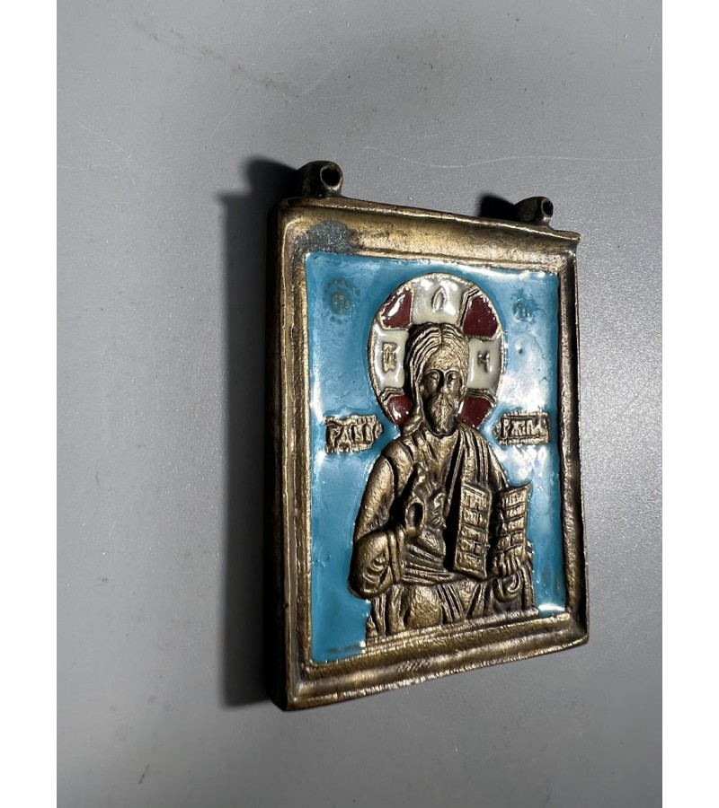 Ikona, plaketė Kristus Pantokratas, antikvarinė, stačiatikių, krikščionių ortodoksų, pravoslavų puošta 3 spalvų emale, nedidelė. Kaina 108 Ikona, plaketė Kristus Pantokratas, antikvarinė, stačiatikių, krikščionių ortodoksų, pravoslavų puošta 3 spalvų emale, nedidelė. Kaina 108